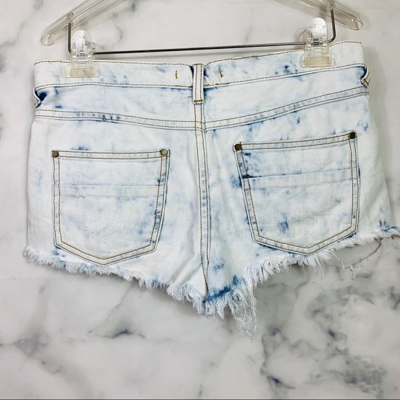 Free People Bleached Raw Hem Denim Shorts - Picture 3 of 7